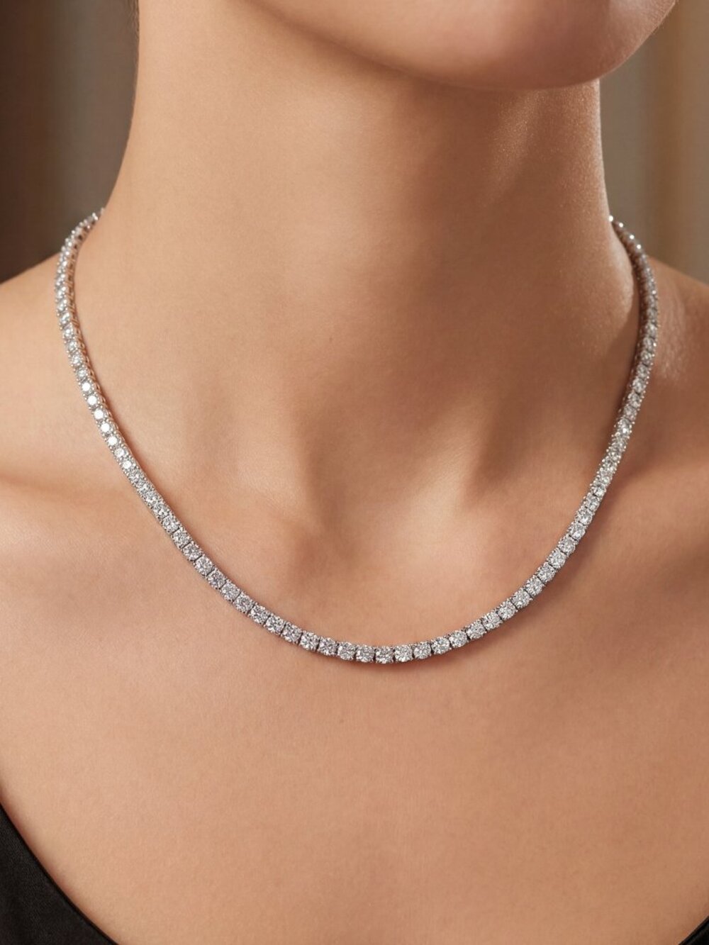 11.00Ct Lab Grown Diamond Tennis Necklace in 14k White Gold for $4210